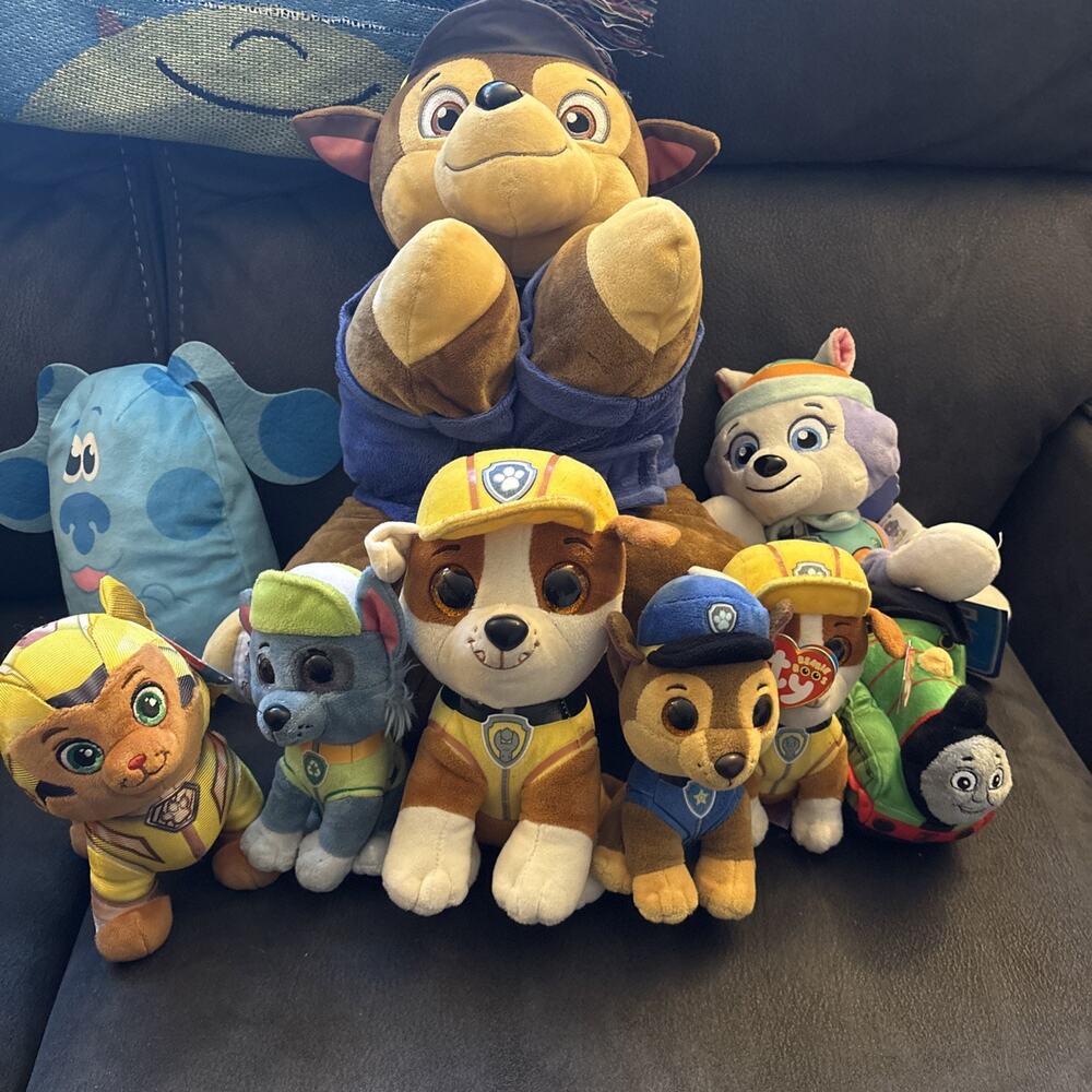 Paw Patrol Plush Stuffed Animals Lot X 9 Thomas The Train Blue Leo Cat Everest